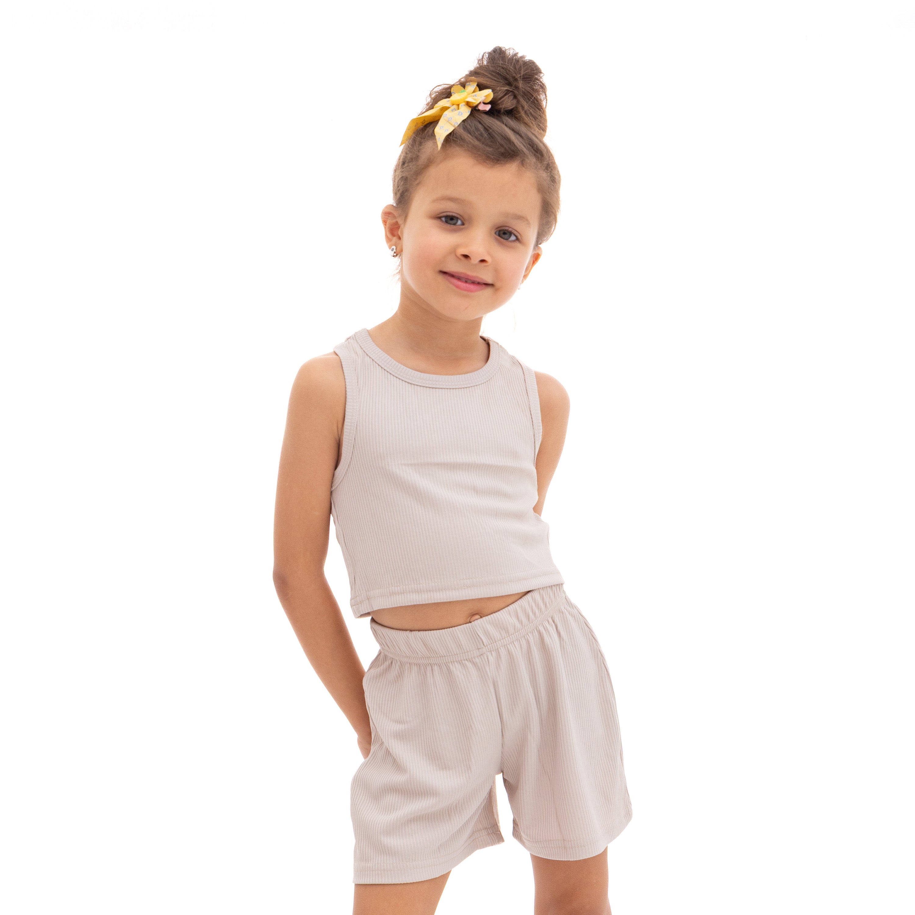 Beige Top and Short Outfit