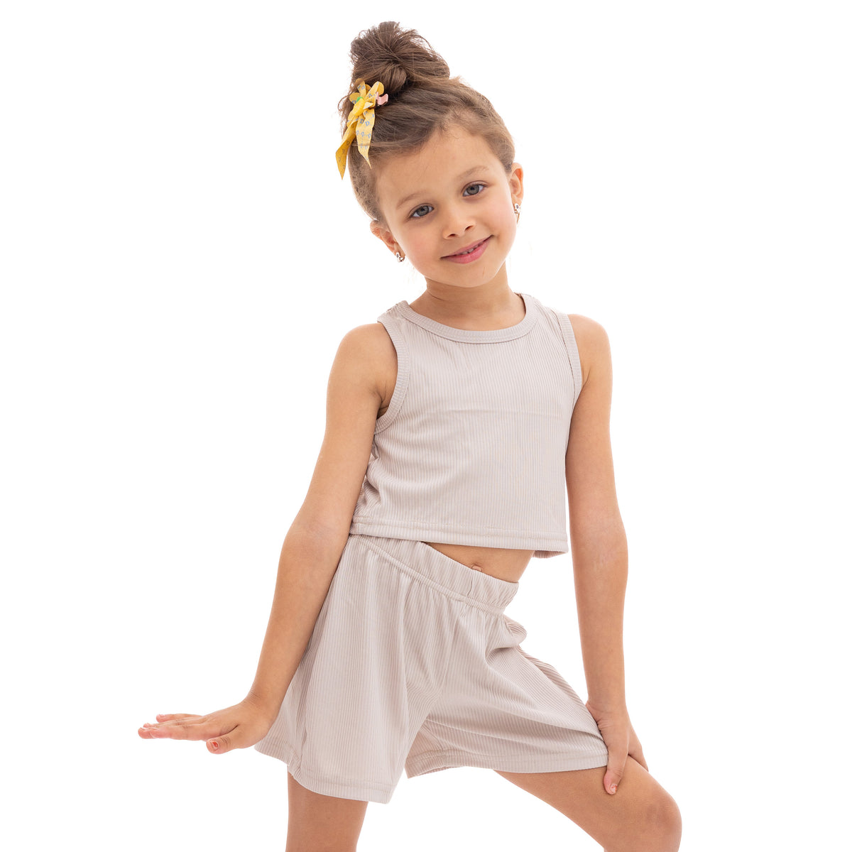 Beige Top and Short Outfit