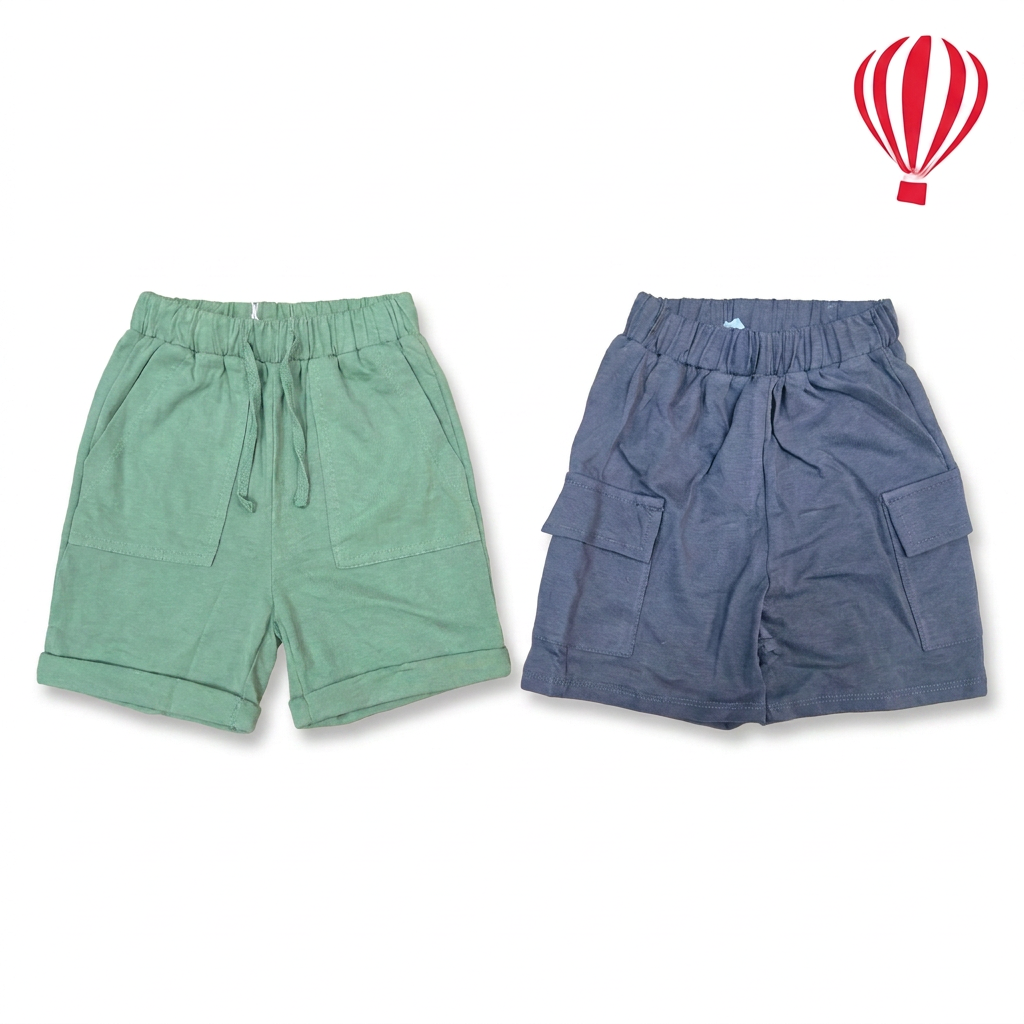 Dark Grey and Green pack of 2 short