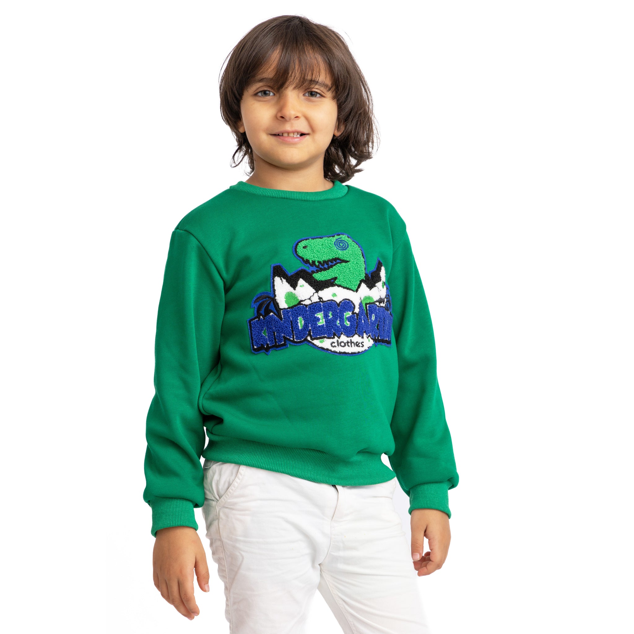 green sweatshirt with dragon print