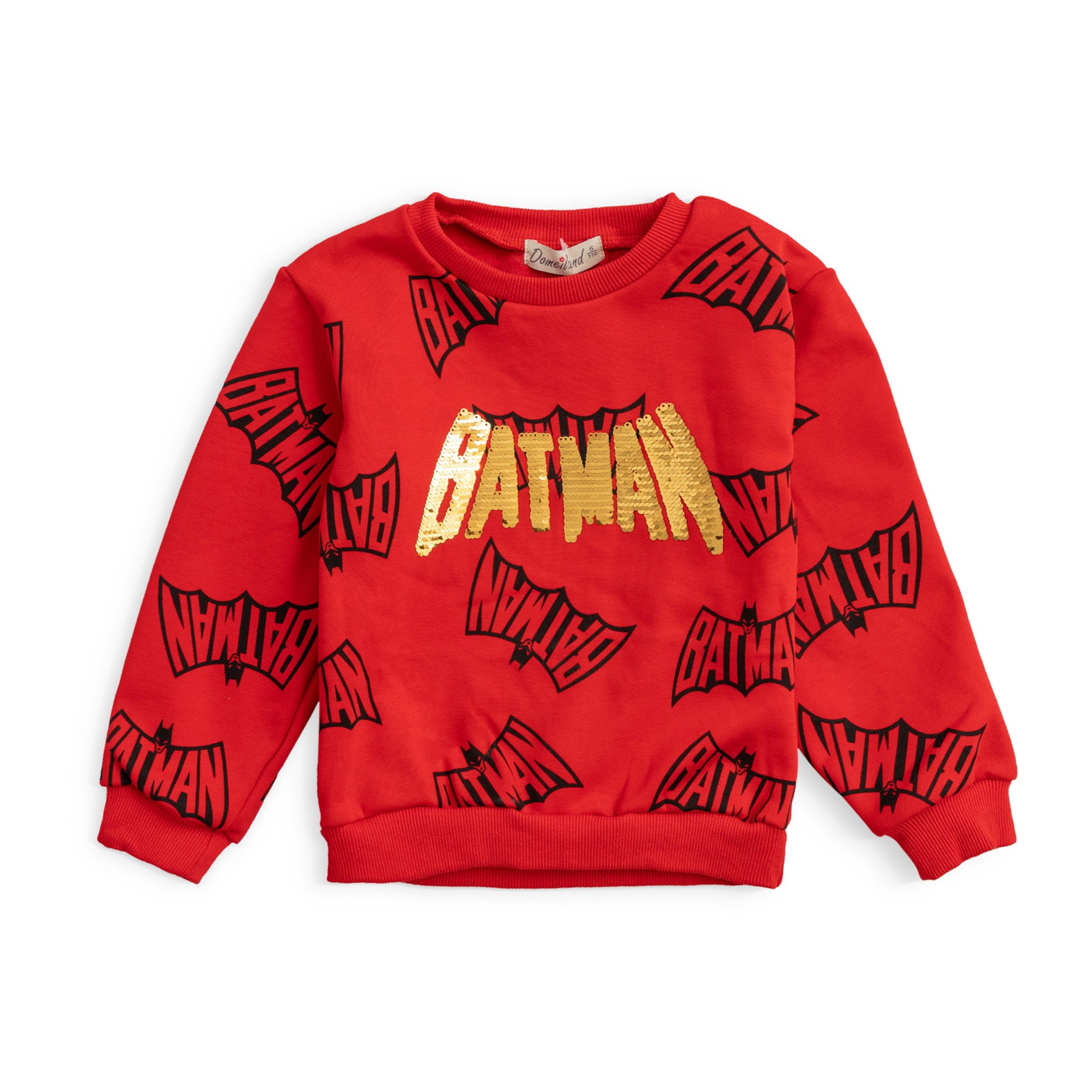 red sweatshirt with batman all over print