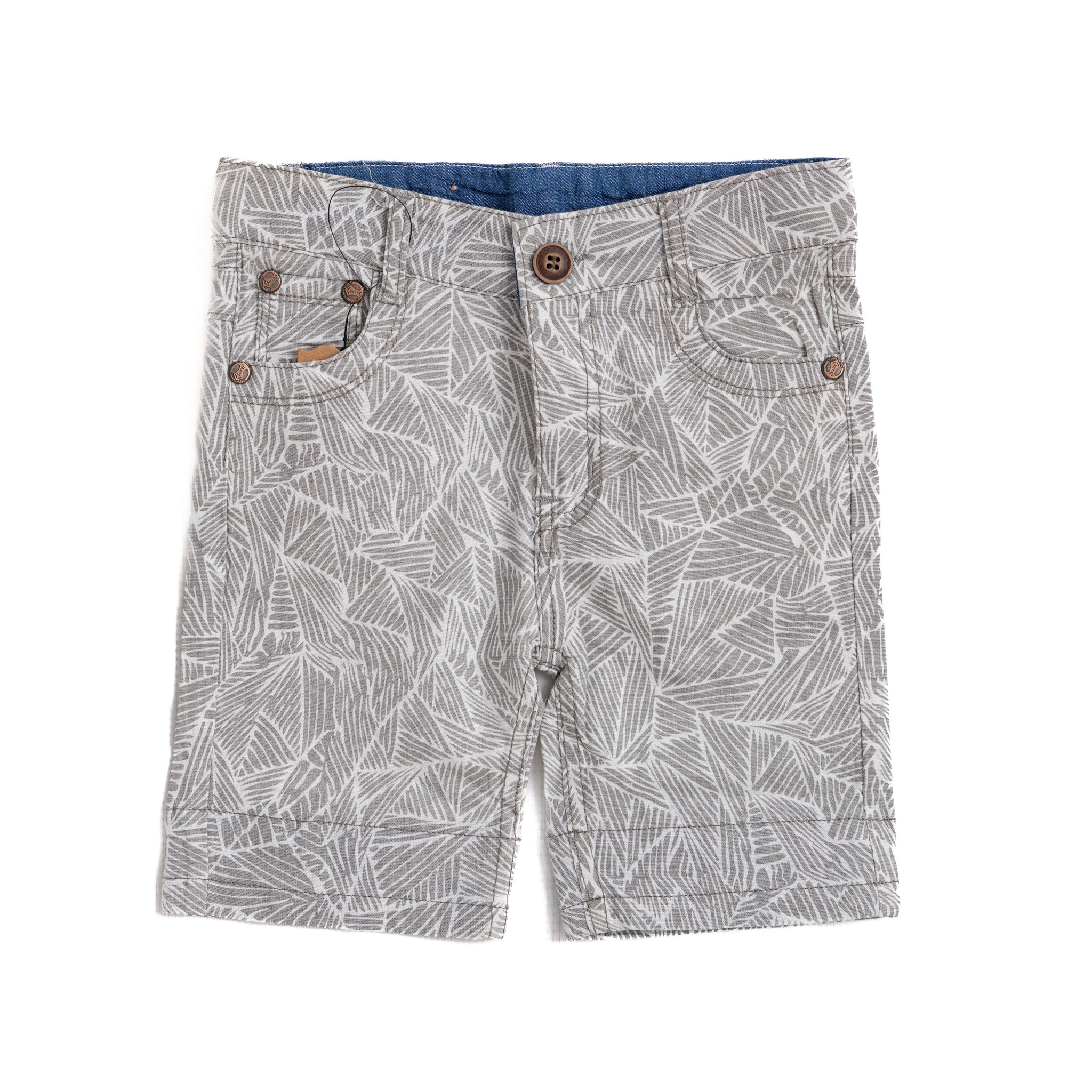 grey short with leaves print