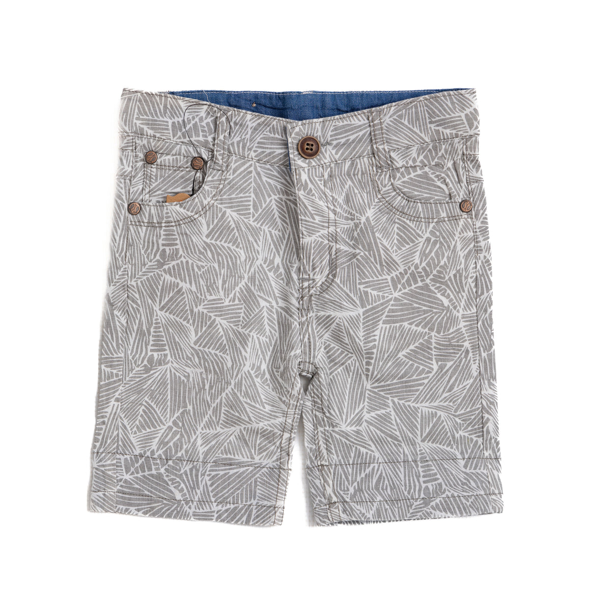 Grey Short with Leaves Print