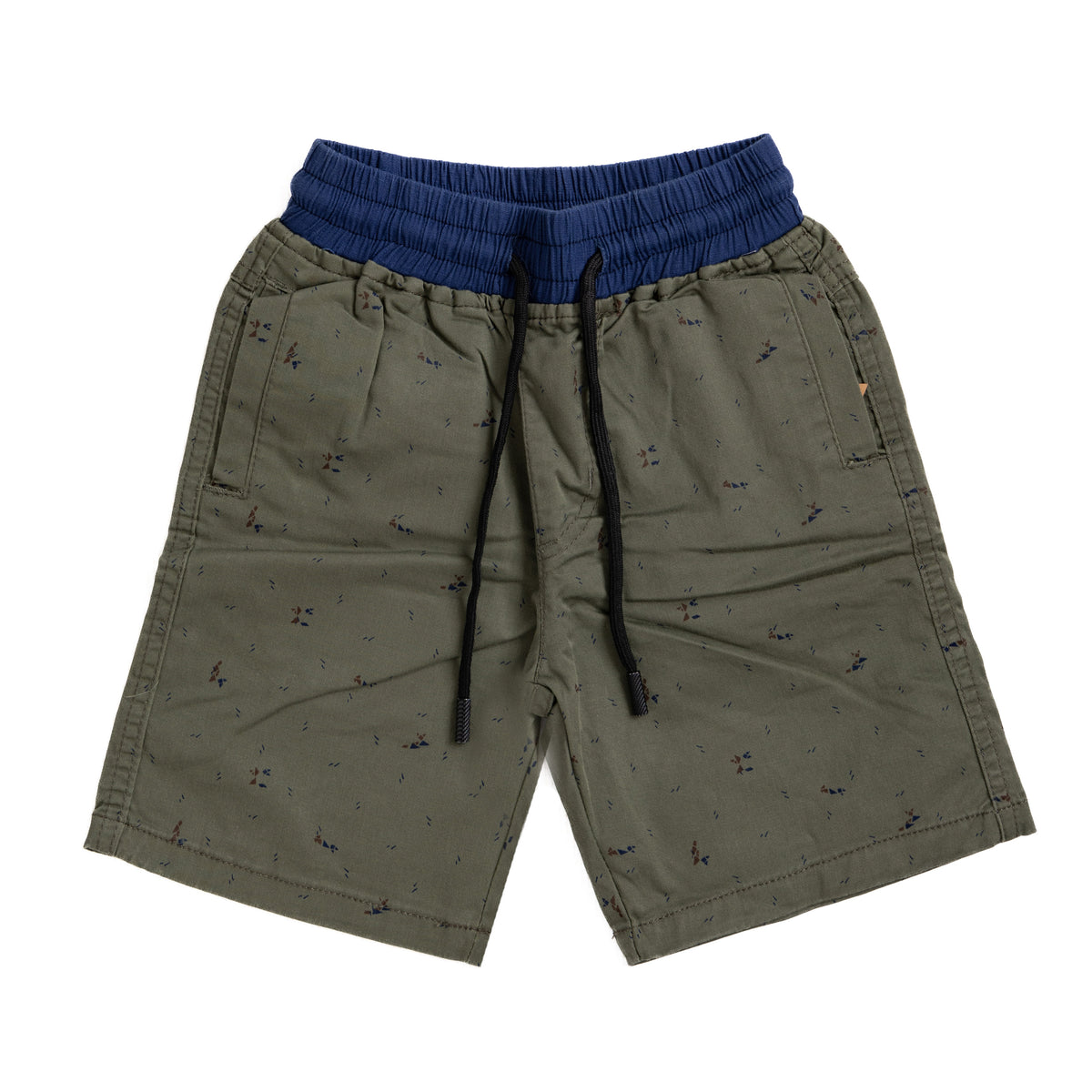 Olive Printed Short with Elastic Waist and Laces