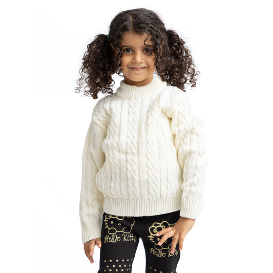 cream jumper with braided design