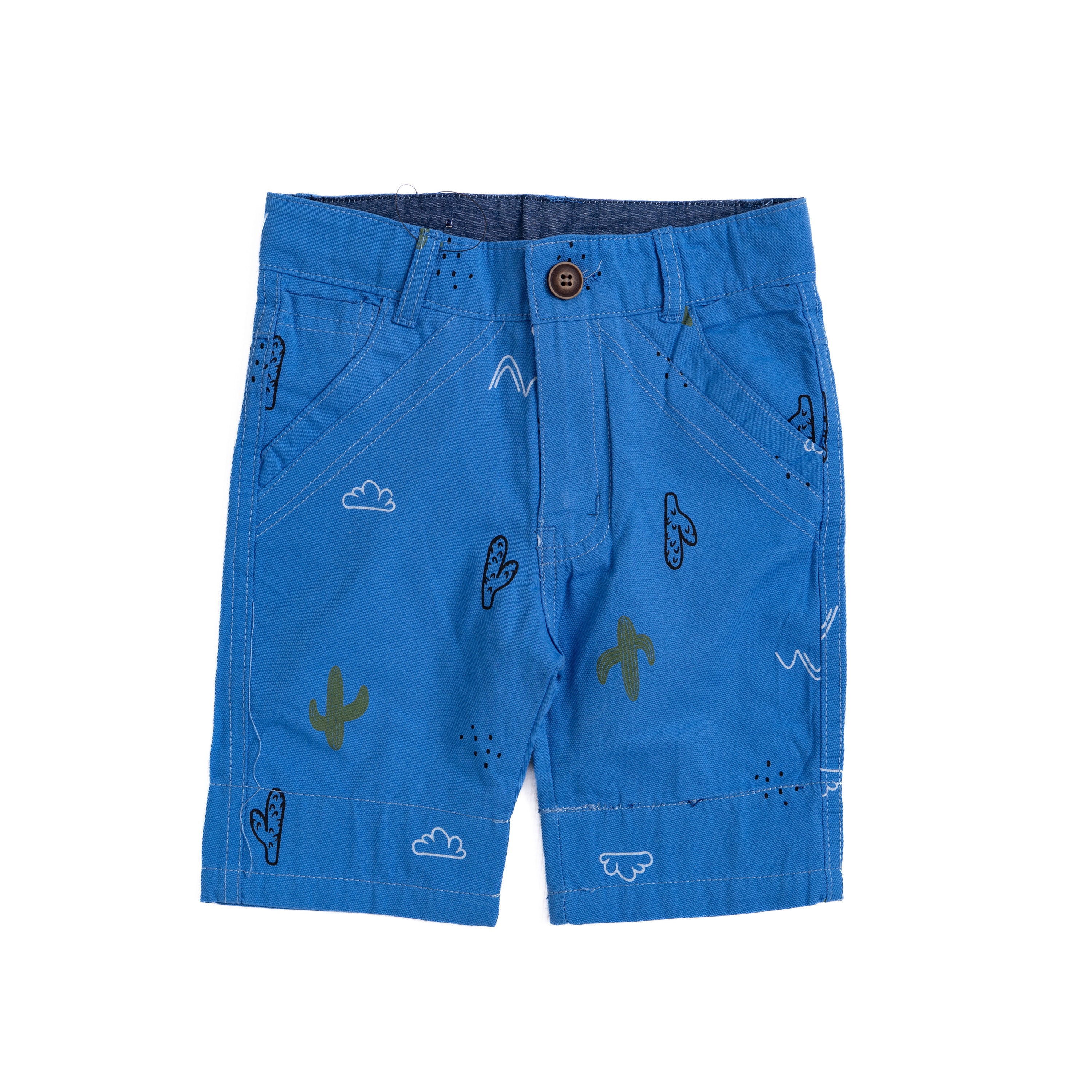 Blue Short with Cactus Plant Print