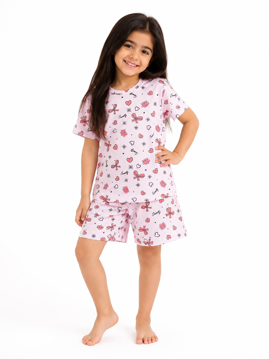 Pink Printed Short Pajama Set