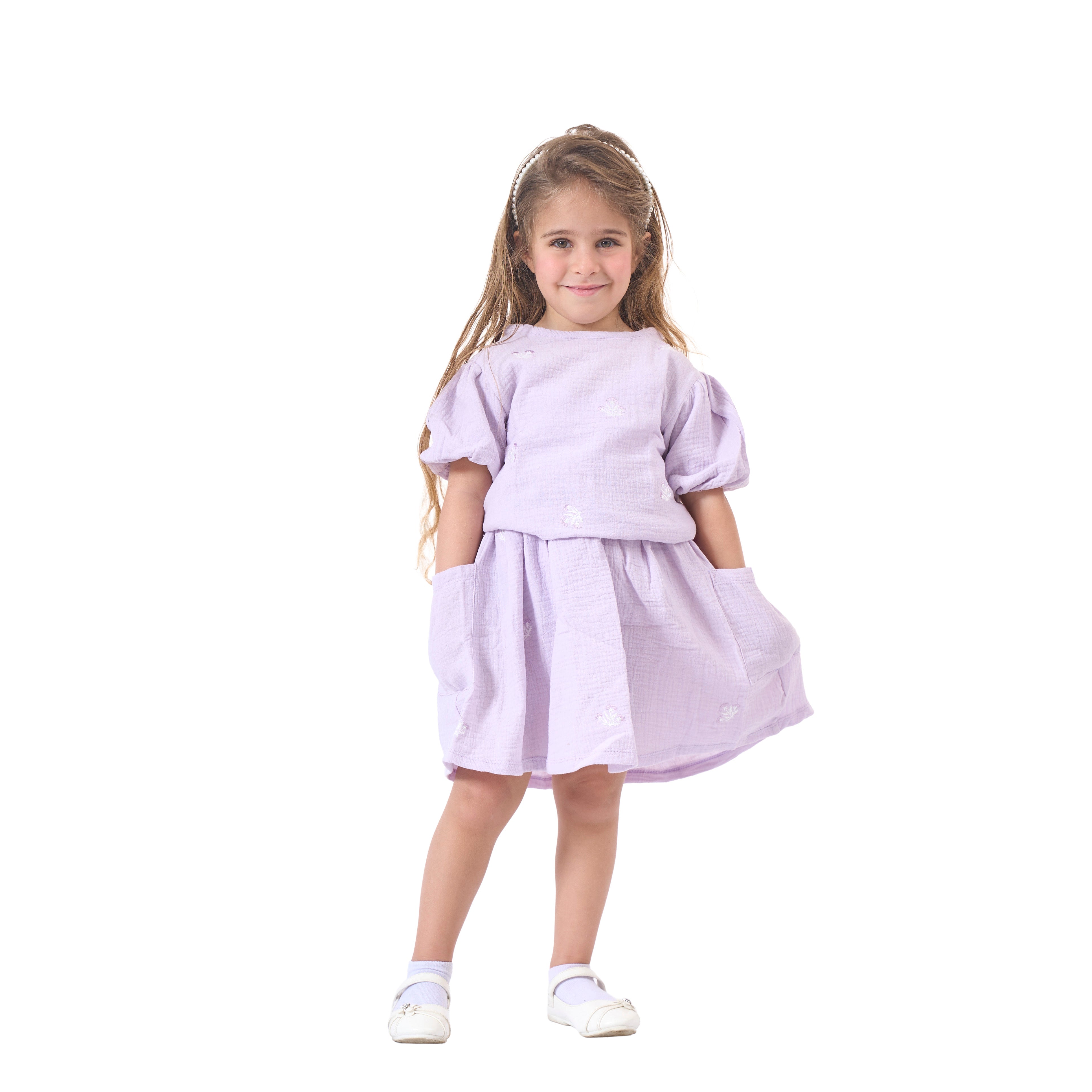 Girls' Purple Short Sleeve Top and Purple Skirt