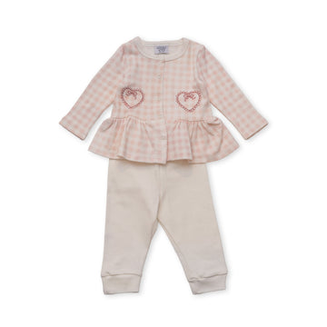 pink and cream stripped set