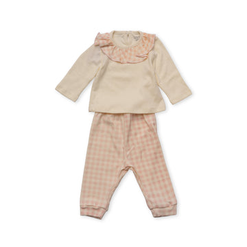 cream shirt and stripped pants set