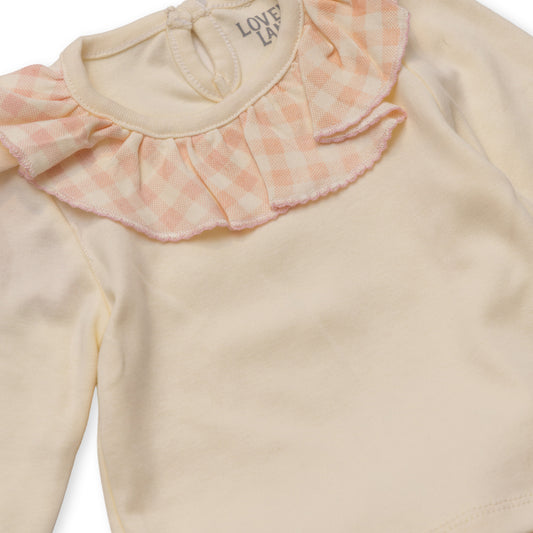 cream shirt and stripped pants set