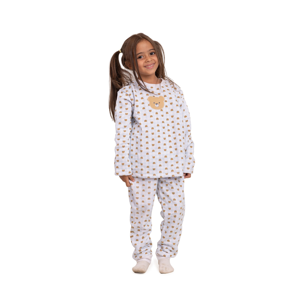 Girls' Teddy Bear Print Pajamas