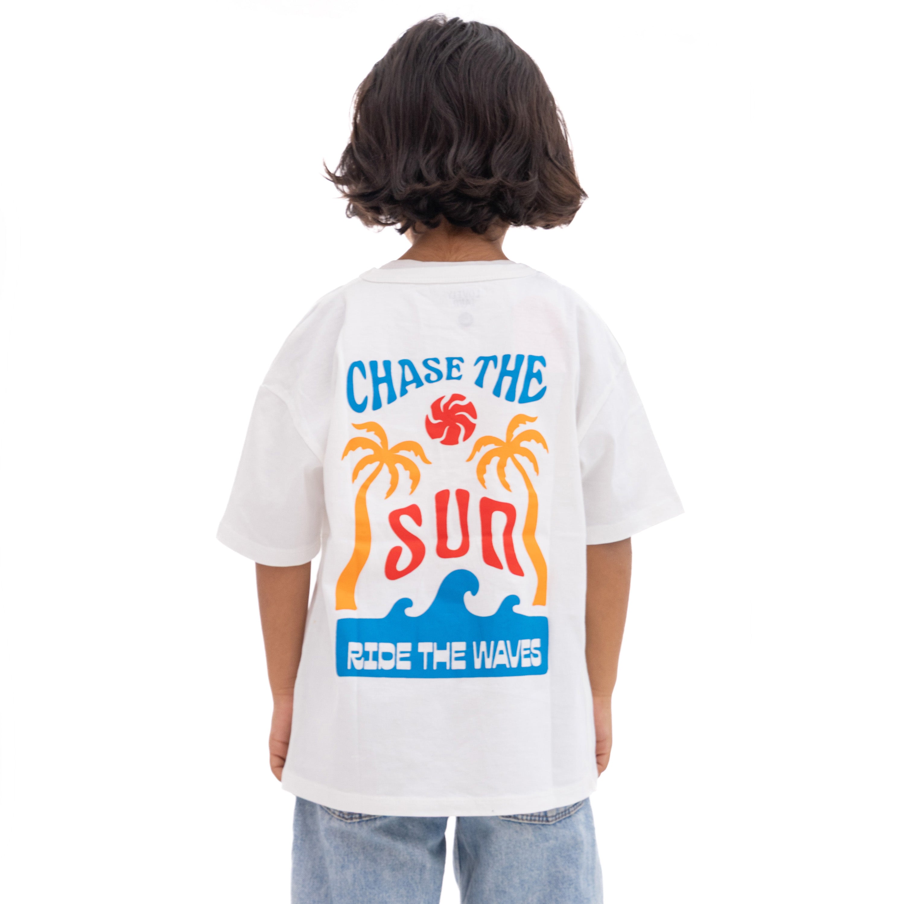 White Shirt with Chest Print and Back Print