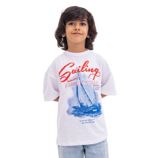 white shirt with chest print