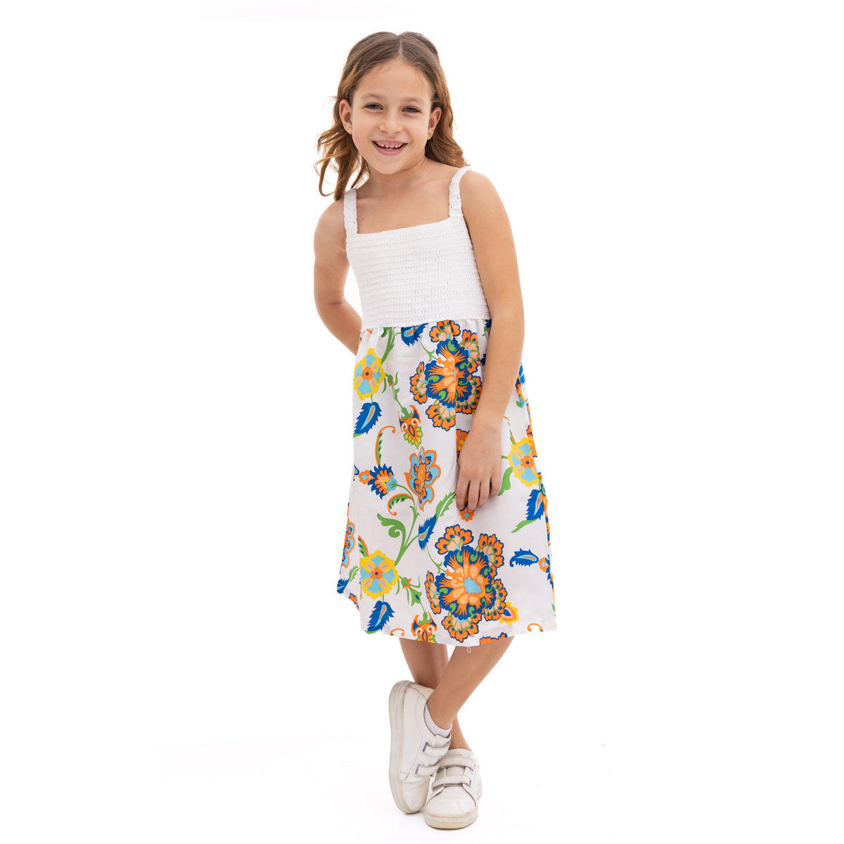 White Dress with Floral Print