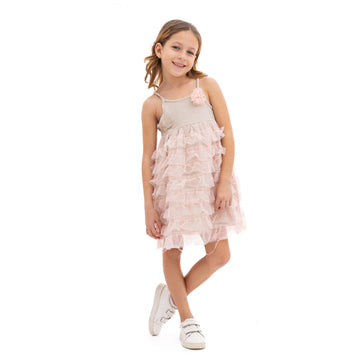 pink and beige dress