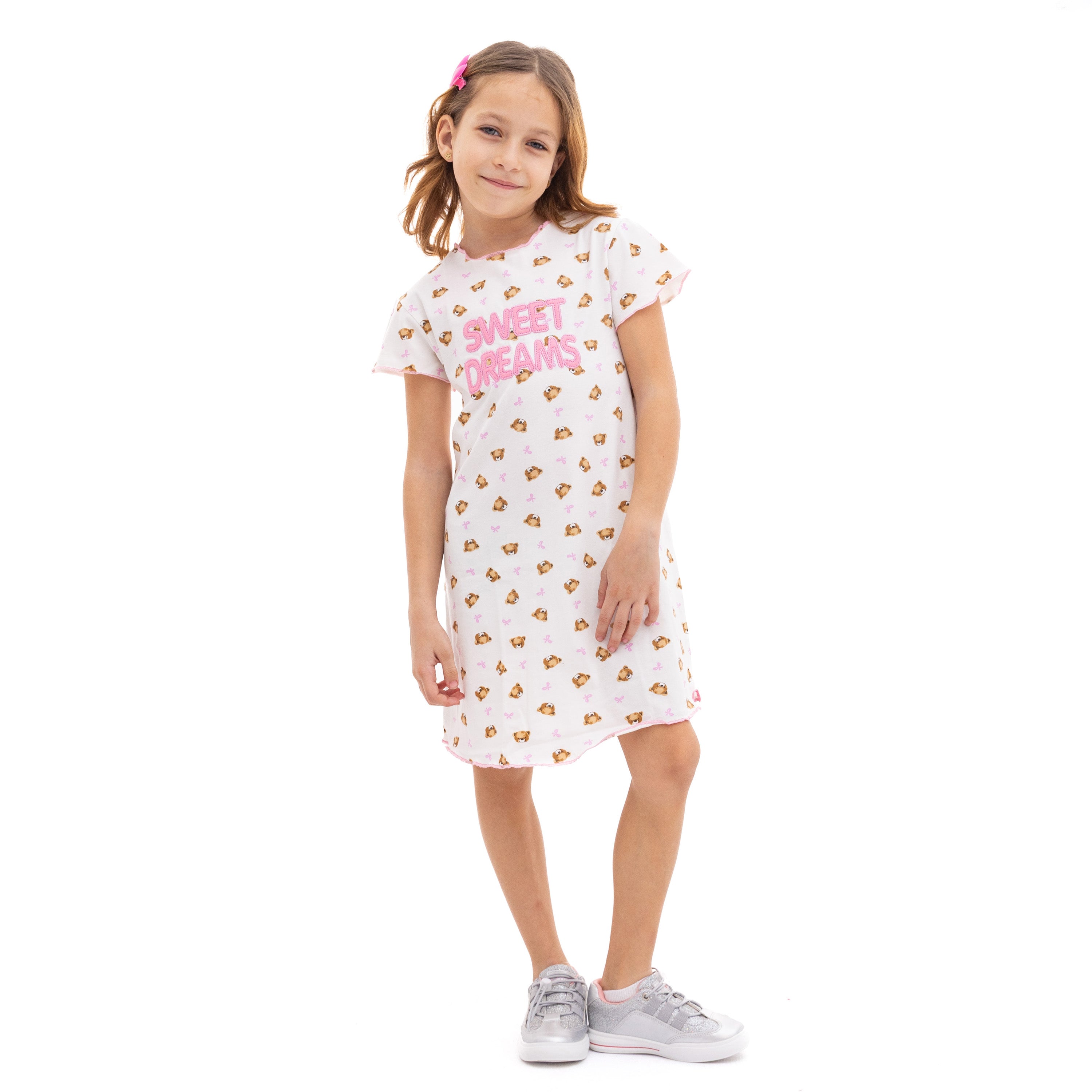 White and Pink Pajama Dress