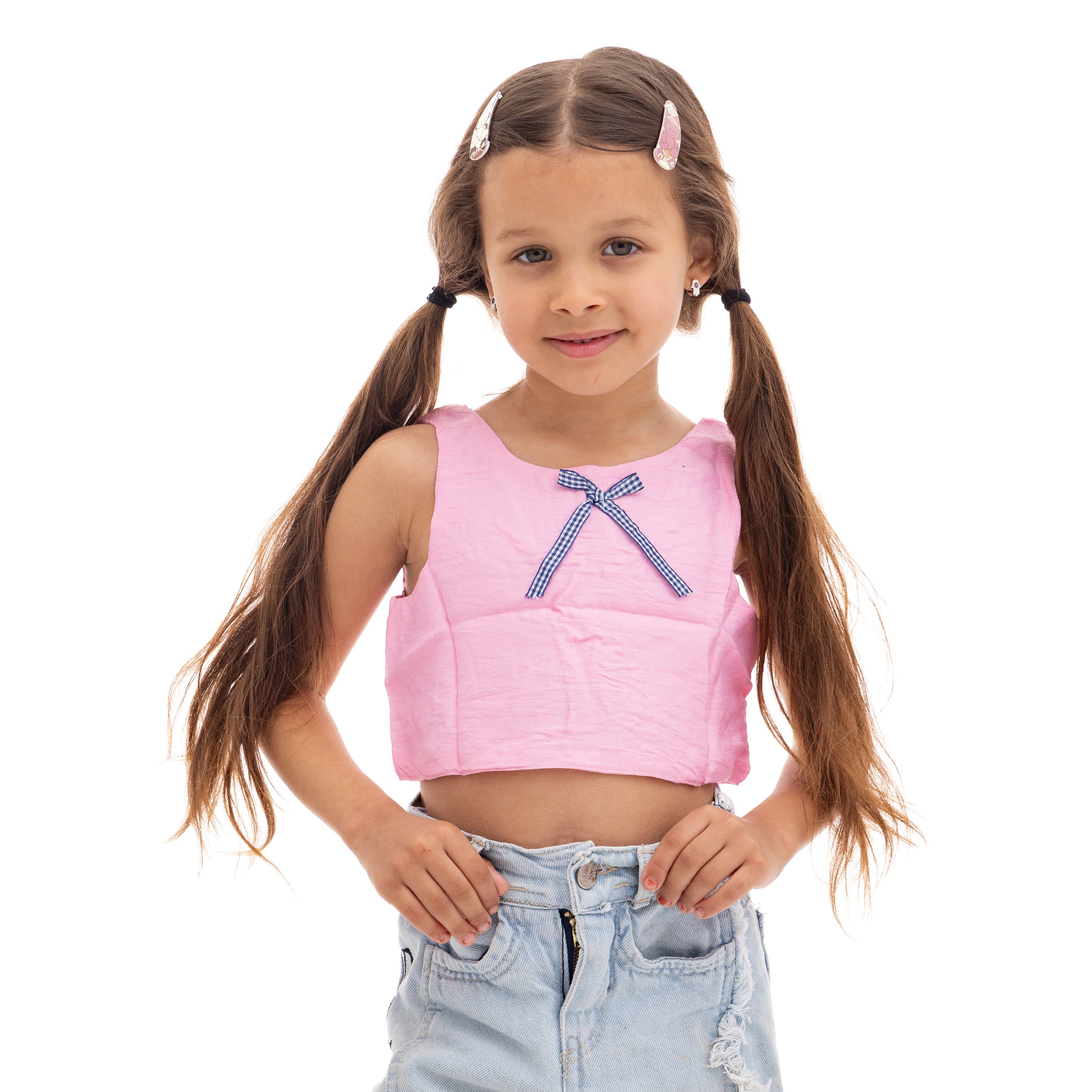 Pink Crop Top with Bow
