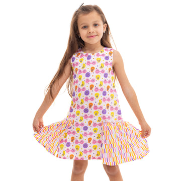 white dress with all over print