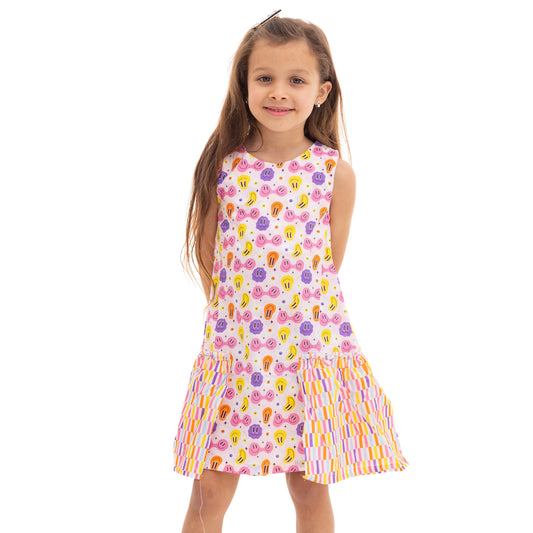 white dress with all over print