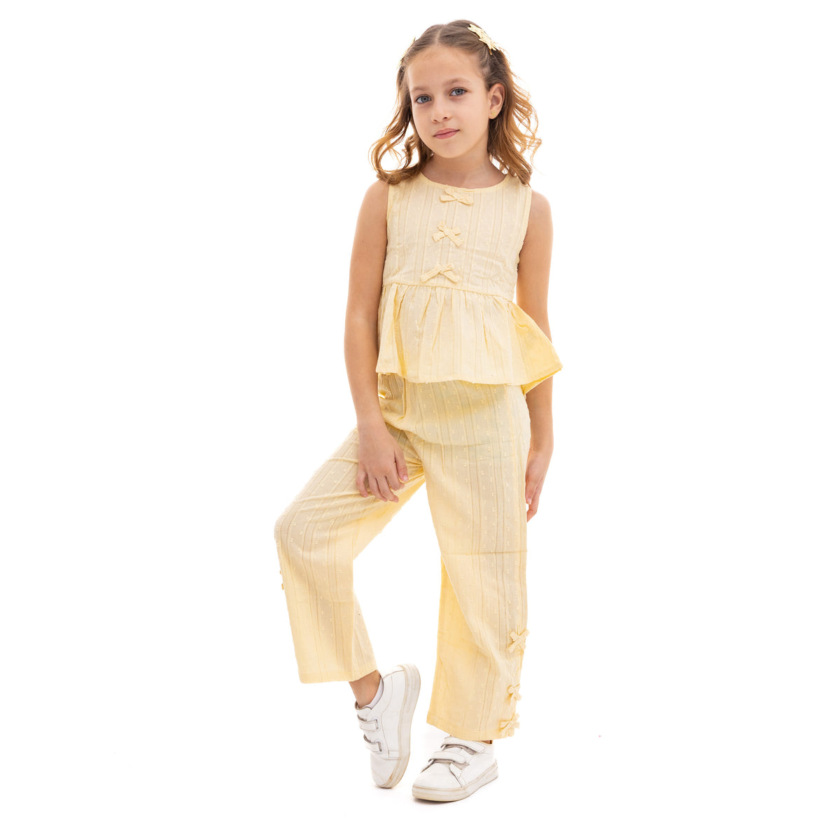 Baby Girls' Light Yellow Sleeveless Top and Light Yellow Pants