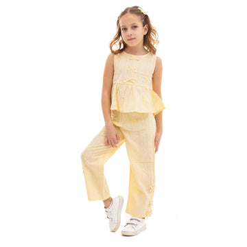 Baby Girls' Light Yellow Sleeveless Top and Light Yellow Pants