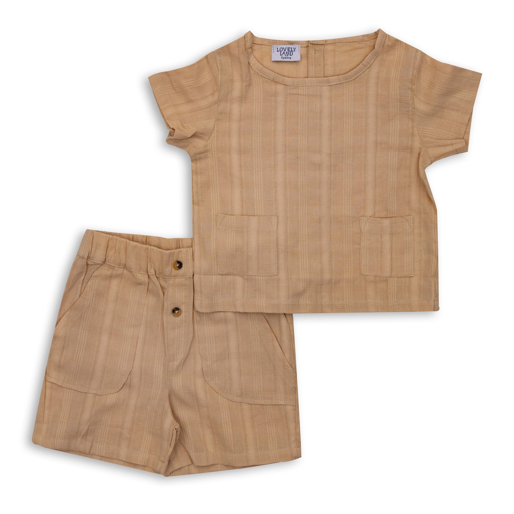 Beige Striped Two-Piece Set