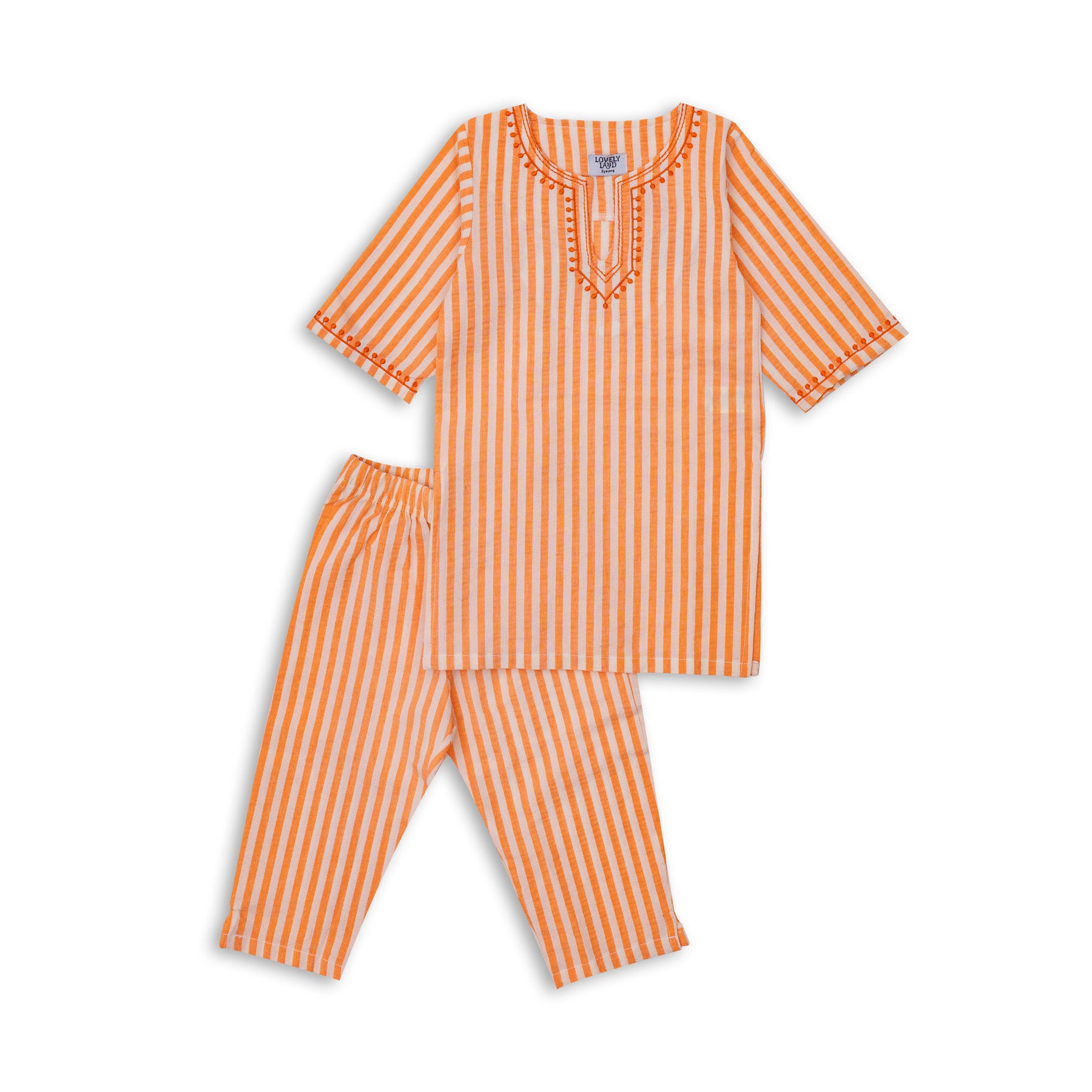Girls' Orange Stripped Shirt and Orange Stripped Pants