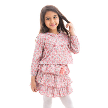 Set with rose skirt and blouse