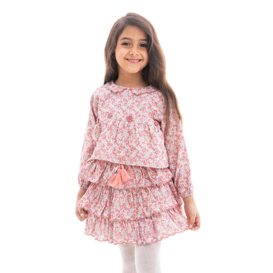 Set with rose skirt and blouse