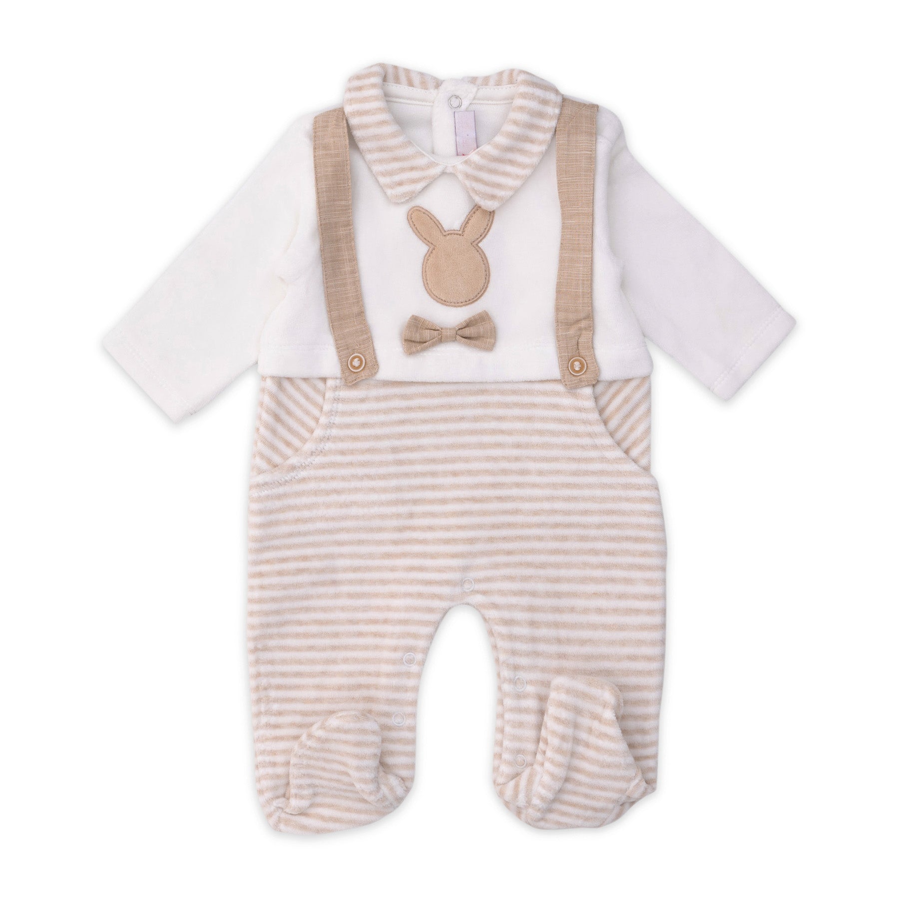 Striped overalls with bow