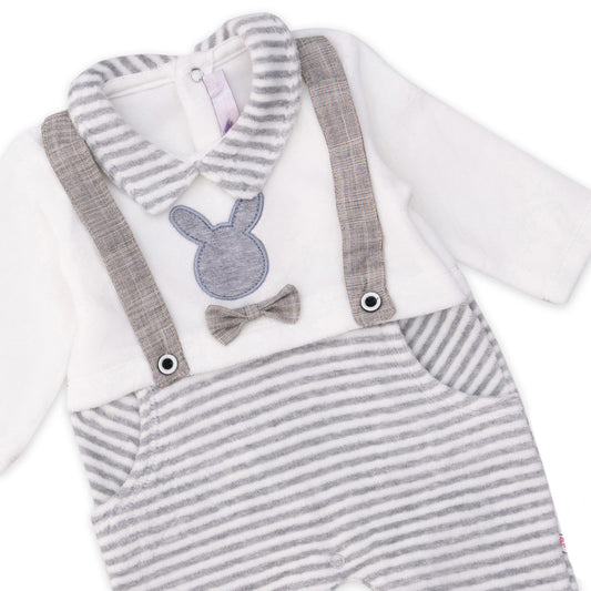 Striped overalls with bow