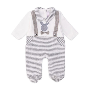 Striped overalls with bow