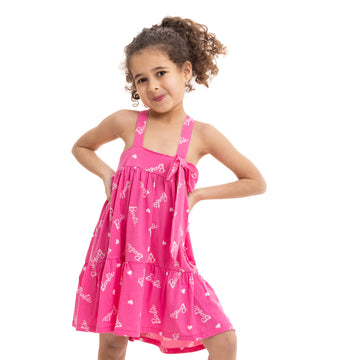fushiya shoulder strapped dress with all over print