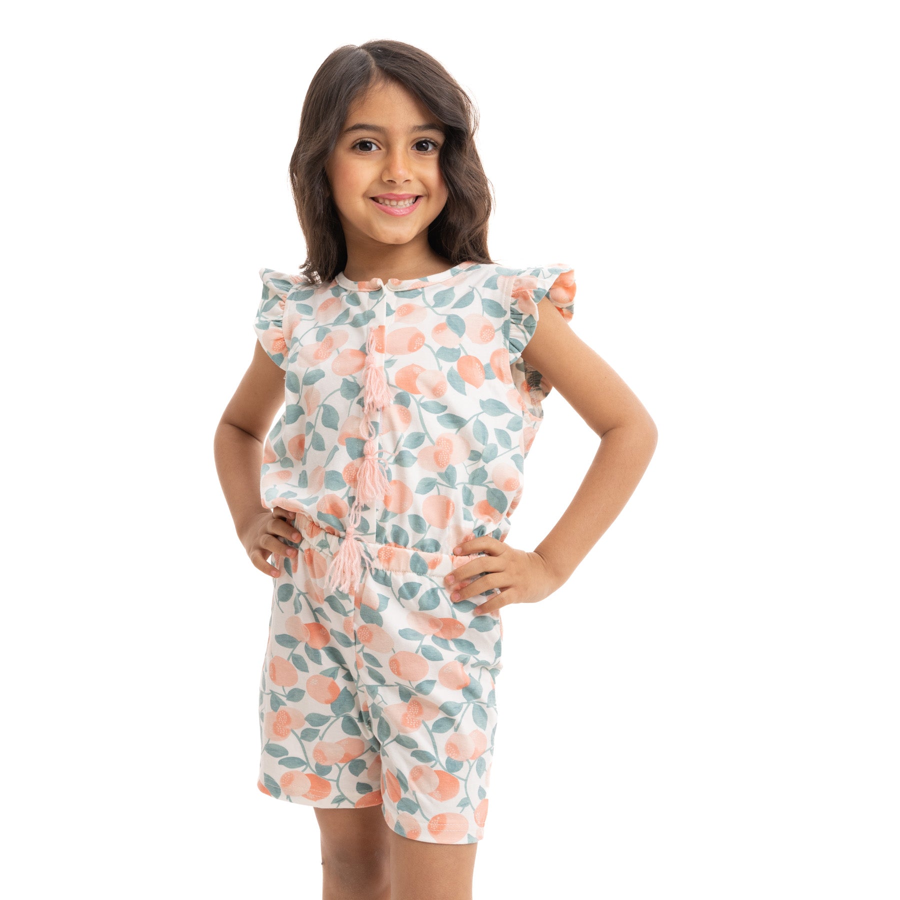 White Sleeveless Salopette with All Over Print
