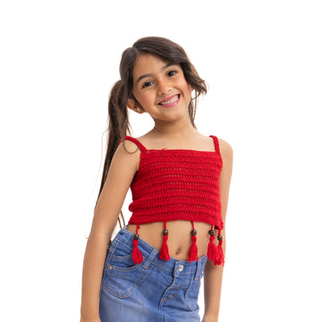 red crochet top
