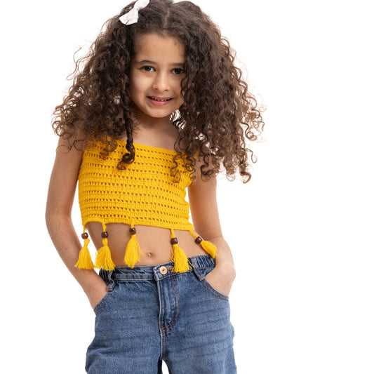 yellow crochet top