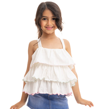 white shoulder strapped top