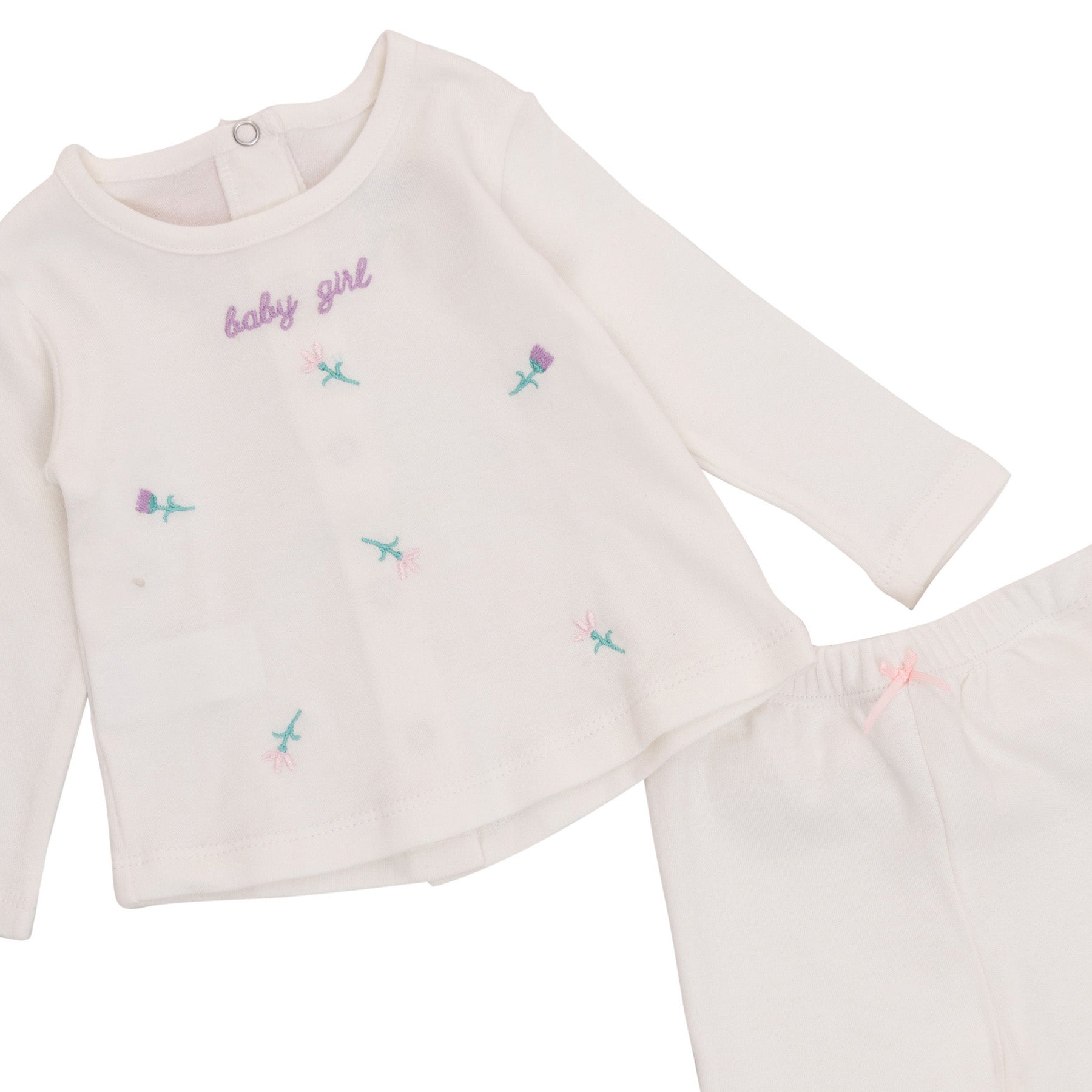 White pajamas for girls with a flower design