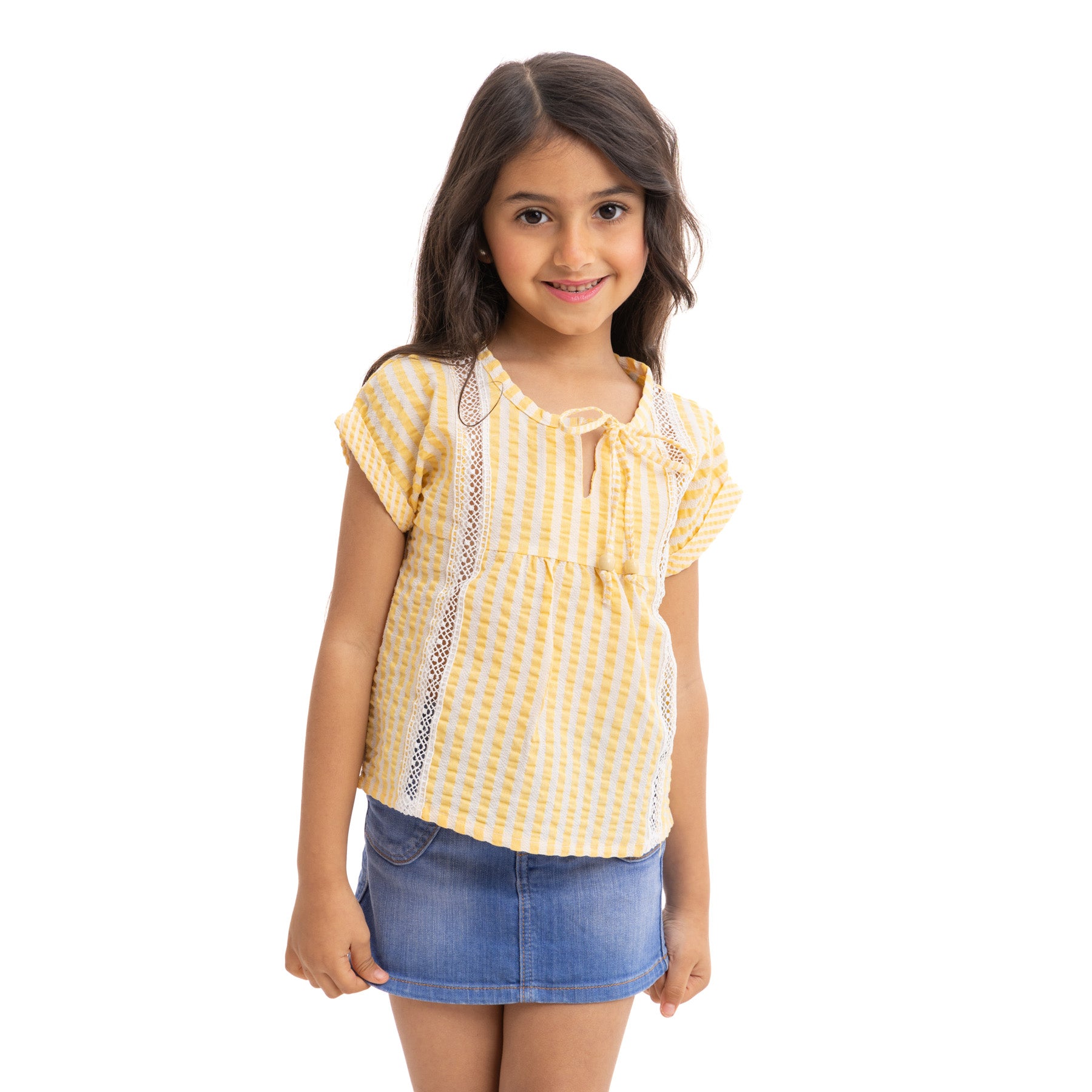 Girls' White*yellow Stripped Blouse (2)