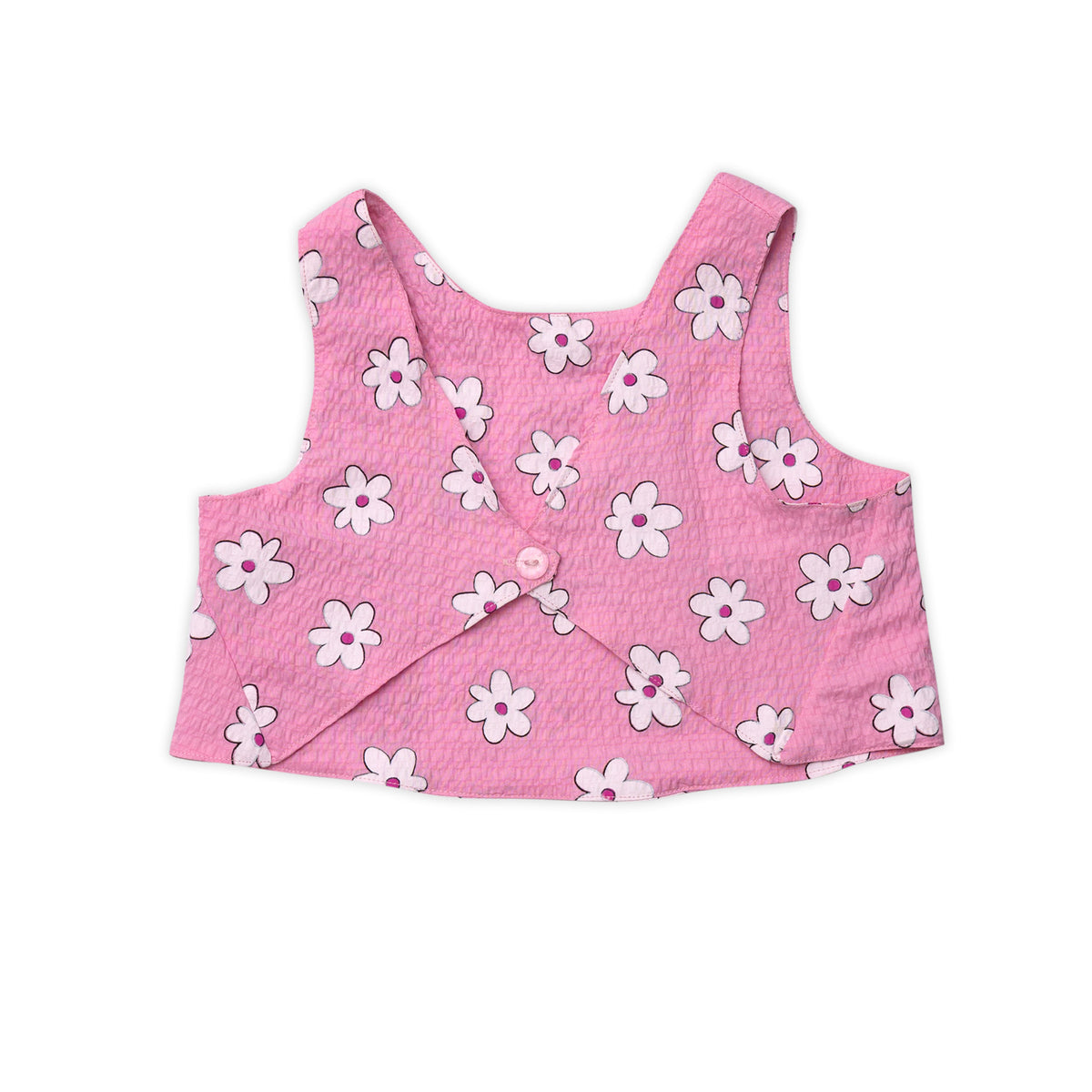 Pink Crop Top with Floral Print