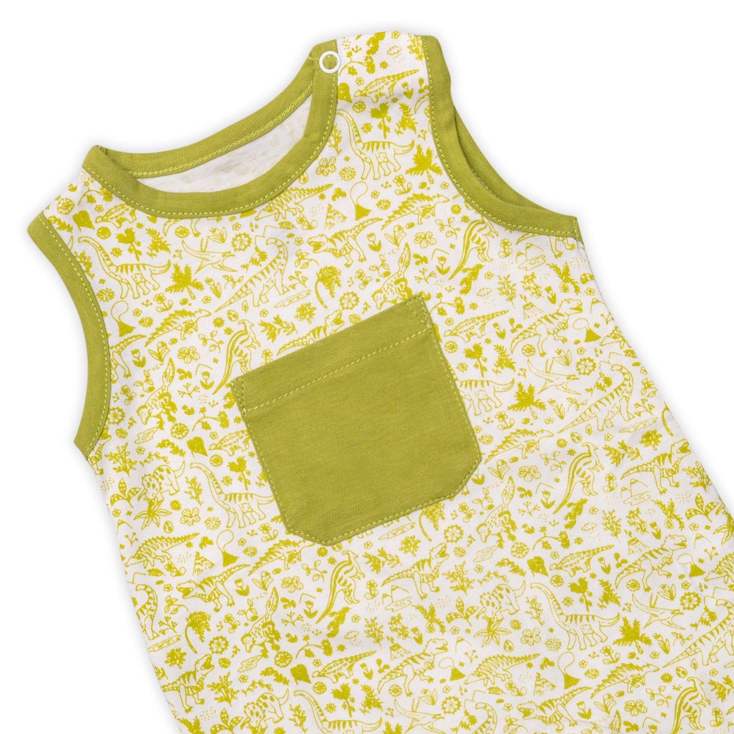 baby's green romper with soft fabric