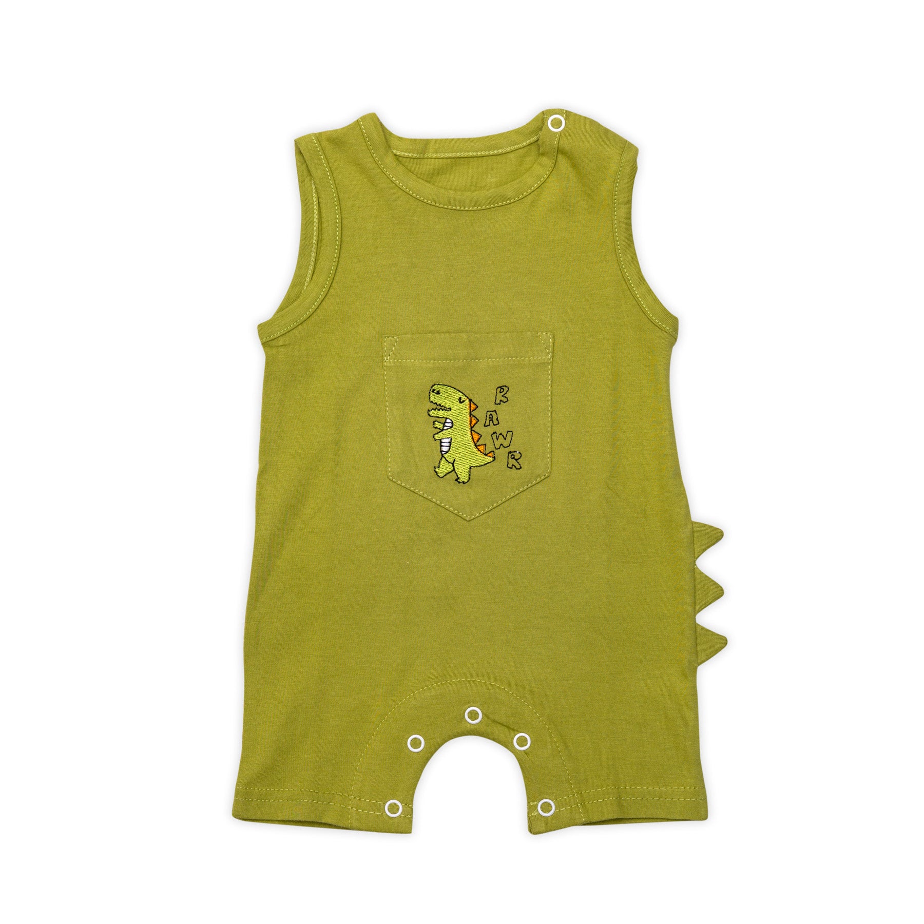 Green dinosaur overalls