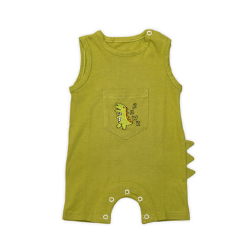 Green dinosaur overalls