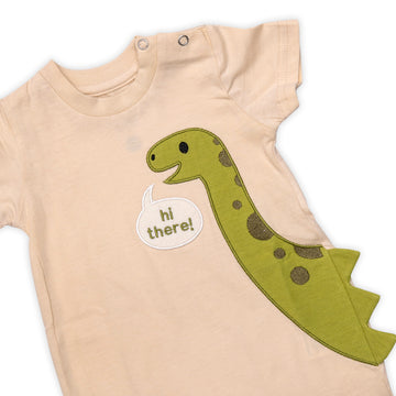 Green dinosaur short sleeve overalls