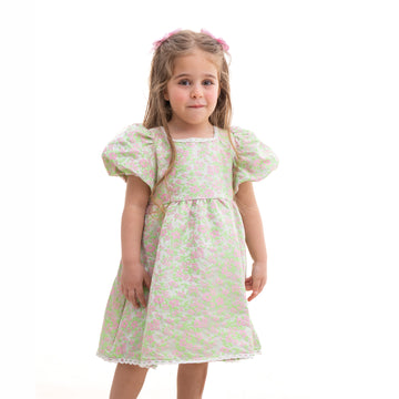 patterned green dress