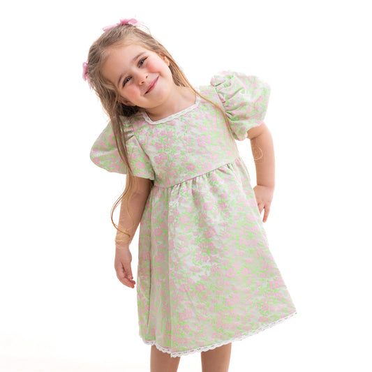 patterned green dress