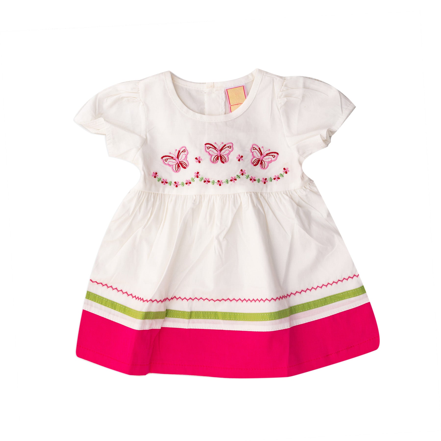White dress with fuchsia