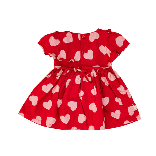Red dress with heart patterns
