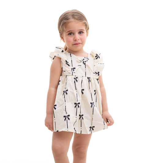 White dress with bows